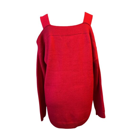 All The Jingle Ladies Ugly Christmas Sweater Bells Tinsel Open Shoulder Large - Picture 6 of 8